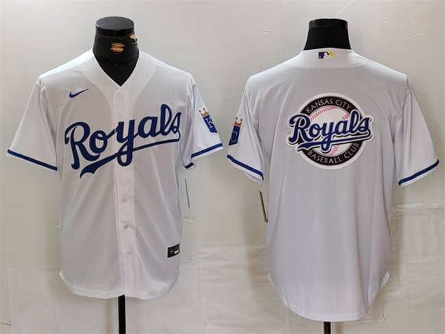 Men's Kansas City Royals White Team Big Logo Cool Base Stitched Jersey